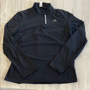 Kalenji decathlon Black 1/4 Zip Pullover size medium/ large reflective athletic